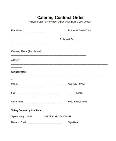 Catering Contracts: What You Need To Know In 2023 - Free Sample, Example & Format Templates - Free Sample, Example & Format Templates Starting A Catering Business, Western Birthday Party, Catering Supplies, Catering Ideas Food, Order Form Template, Contract Agreement, Catering Business, Catering Menu, Catering Food