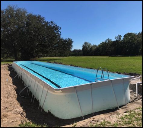 > Diy Lap Pool, Dock Diving, Lap Pools, Portable Pools, Diving Pool, Lap Swimming, Backyard Pool Landscaping, Lap Pool, Container House Design