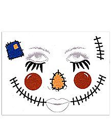 Scarecrow Face Decal Nem Halloween Makeup, Scarecrow Face Paint, Diy Scarecrow Costume, Scarecrow Halloween Makeup, Cat Mad, Halloween Costumes Scarecrow, Scarecrow Makeup, Diy Scarecrow, Scarecrow Face