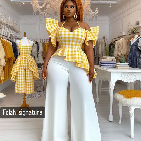 😊 😁🥰👀🌹💯🔥 which top style are you recreating ? Do well to tag us whenever you recreate any of our work 😁 #tailorcatalogue #tailorcataloguepage #viral #tailor #workwear #lagosfashionista #lagos #fashion #ad #asoebi #AsoEbiBella #feed #stylish #creative #asoebibellanaija #reels #viralreels #memes #outfit #fashionstyles #bellanaijaweddings #bellanaija #fashionillustration #fashionista #fashionblogger #explore #exploremore #explorepage #explorer #fashiongallery 2piece Outfits Pants, Trousers Outfit For Women, Trouser And Top, Dope Fashion Outfits, Muslimah Fashion Casual, Lagos Fashion, Cute Professional Outfits, Classy Short Dresses, 2piece Outfits