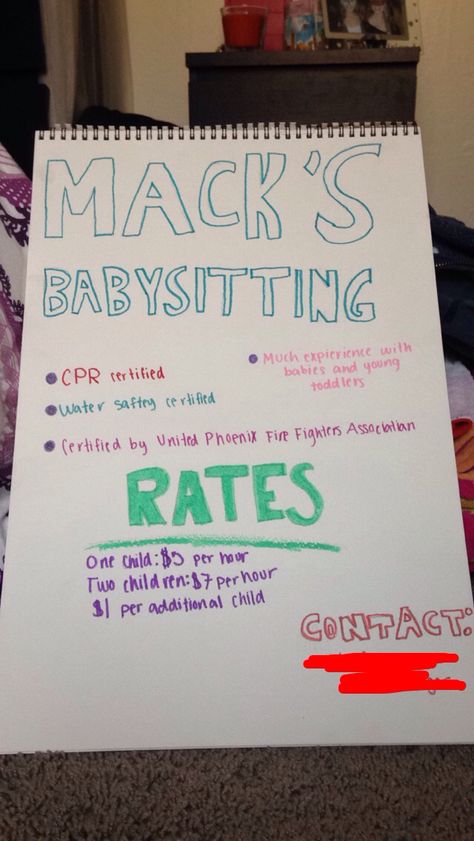 Babysitting Pay Chart, Baby Sitting Poster Ideas, Babysitter Poster Ideas, Babysitting Advertising Ideas, Babysitting Ideas For Boys, Babysitting Prices, What To Do While Babysitting, Babysitting Posters Ideas, Babysitting Flyers Ideas