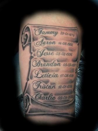 Family Scroll Tattoos For Men, Papyrus Tattoo Designs, Scroll With Names Tattoo, Scroll Tattoos For Women, Scroll Tattoo For Men, Scroll Tattoo Designs, Scroll Tattoo, Cross With Wings Tattoo, Symbol Tattoos With Meaning