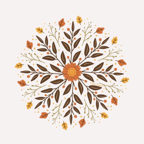 A mandala inspired by autumn and a limited color palette 🍂🍁🍃 Fall Mandala, Pumpkin Mandala, Autumn Mandala, Drawing Mandalas, Nature Mandala, Limited Color Palette, I Love Drawing, Love Drawing, Mandala Dots