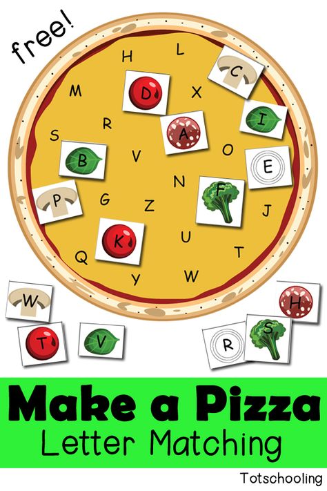 Kids can make a pizza while practicing letter recognition with this FREE pizza letter matching activity printable from Totschooling. It comes with both upp Letter Matching Game, Make A Pizza, Letter Matching Activities, Kindergarten Letters, Aktiviti Kanak-kanak, Abc Activities, Preschool Literacy, Letter Matching, Preschool Letters