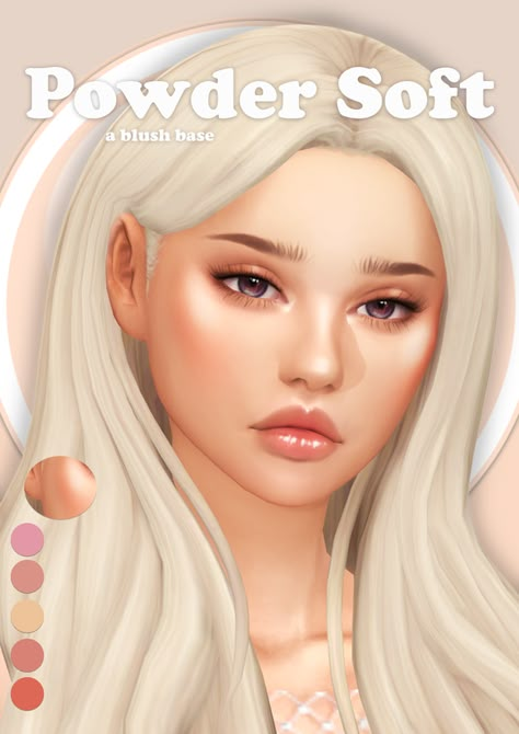 🎀 POWDER SOFT - a blush base 🎀 Lady Simmer, Sims Makeup, Sims 4 Makeup Cc, Sims 4 Tsr, Sims 4 Skin, The Sims 4 Skin, Sims 4 Makeup, Sims 4 Cas Mods, The Sims 4 Packs