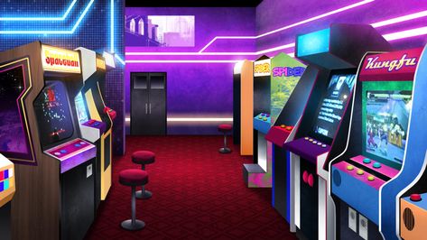 Gacha Arcade Background, Anime Arcade Background, Arcade Drawing, Arcade Anime, Arcade Background, Anime Arcade, Circus Background, Background Game, Shopping Mall Interior