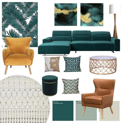 E-design & Decorating on Instagram: "#moodboardmonday #mondaymoodboard Gosh, it's been a while since I last posted a Monday Moodboard, which is a shame because I love doing them. This emerald green #inspoboard is inspired by an article I recently read discussing the durability of emerald green and darker greens when it comes to interior decoration. I couldn't agree more. I know many people love decorating with blue shades, but for me, it's all about the greens. Green is both a calming but a Emerald Green Interior Design, Emerald Green Interior, Emerald Green Couch, Emerald Green Living Room, Emerald Green Sofa, Green Couch Living Room, Dark Green Living Room, Style Palette, Green Living Room Decor