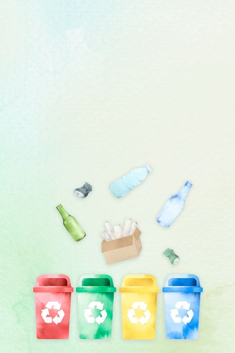 Recyclable waste bin background in watercolor illustration | free image by rawpixel.com / Adjima Agriculture Photography, Tree Wallpaper Iphone, Recycle Logo, Blue Butterfly Wallpaper, Alcohol Ink Crafts, Free Illustration Images, Waste Bin, Easy Diy Art, Watercolor Design