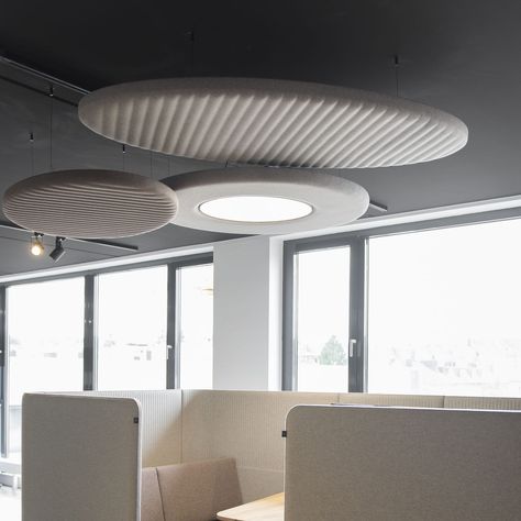 Acoustic suspended ceiling / decorative / fabric / floating BUZZILAND  BuzziSpace Acoustic Baffles, Modular Workstations, Office Fit Out, Acoustic Solutions, Suspended Ceiling, White Laminate, Learning Spaces, Acoustic Panels, Sound Proofing