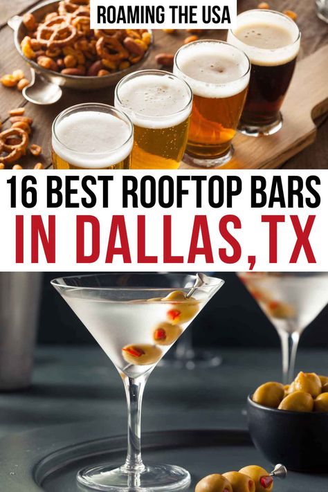 16 Best Rooftop Bars in Dallas (With Map!) - Roaming the USA Dallas Bars, American Bars, Best Rooftop Bars, Rooftop Lounge, Rooftop Bars, Rooftop Patio, Downtown Dallas, Dive Bar, Skyline View