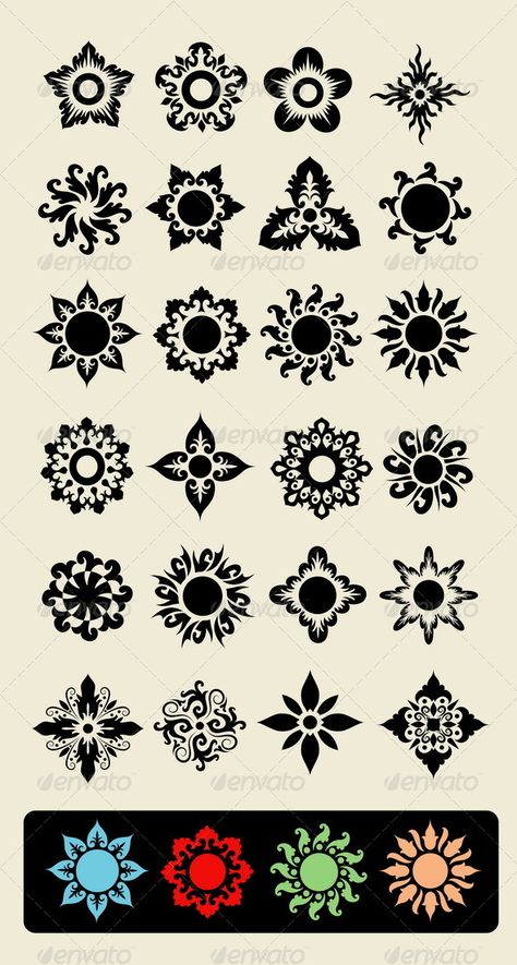 Easy Motif Design, Pattern Elements, Decorative Pattern Design, Flowers Shapes, Flora Designs, Unique Shapes Design, Motif Ideas, Floral Motif Design, Ornamental Pattern