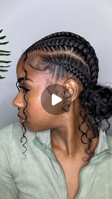 DSYB Hair✨ on Instagram: "Cute Hairstyle Idea ✨  #braids #cornrows ##crochet #braidhairstyles #hairideas #fyp #viral #stitchbraids" Cornrow Braid Updo Styles, Trending 2024 Hairstyles, Five Braids Cornrows, Double Braids For Black Women, Braided Ponytail Feed In Braids, 4 Scalp Braids For Black Women, Scape Braids For Black Women, Scalp Braids In Front Box Braids In Back, Braid Cornrow Hairstyles Black Women