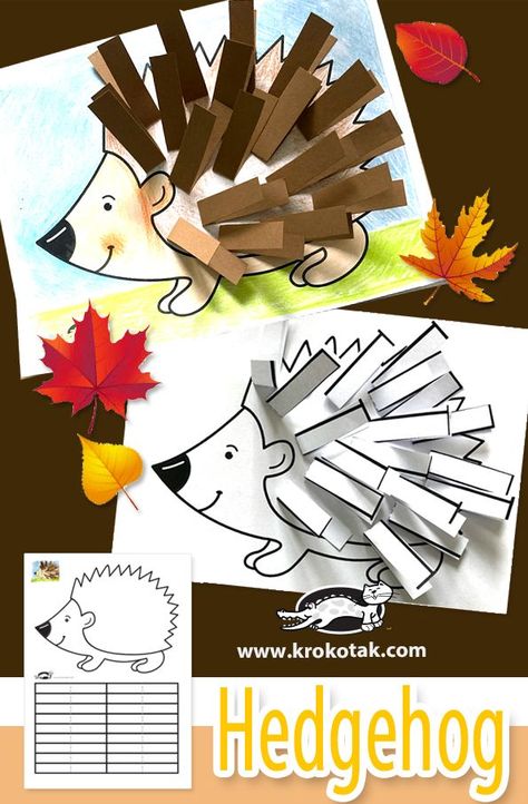 HEDGEHOG +free printable template Fall Hedgehog Craft, Porcupine Craft Preschool, Kindergarten Drawing, Hedgehog Craft, Storytime Crafts, Insect Crafts, Fox Crafts, Fall Preschool Activities, Children Activities