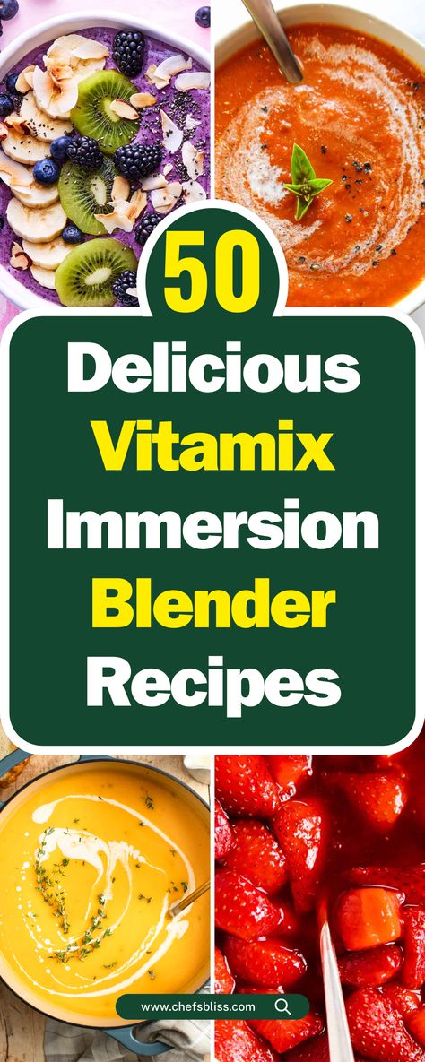 50+ Delicious Vitamix Immersion Blender Recipes to Try Today! Vitamix Immersion Recipes, Vitamix Salsa Recipe, Immersion Blender Recipes Smoothie, Vitamix Immersion Blender Recipes, Hand Blender Recipes, Vitamix Soup Recipes, Immersion Blender Recipes, Banana Frozen Yogurt, Vitamix Soup