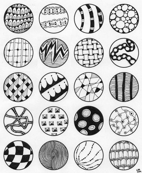 Zentangle Fill Patterns | 20 circles filled with Zentangle patterns. Inspired by Yael360 on ... Tangle Patterns, Circle Zentangle, Circle Doodles, Circle Patterns, Victor Vasarely, Circle Drawing, Zentangle Designs, Tangle Art, Zentangle Drawings