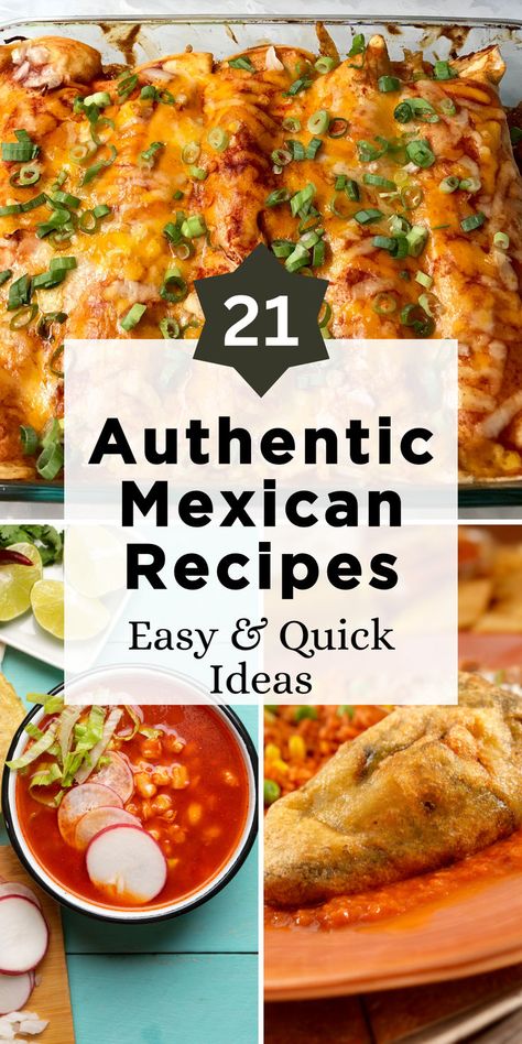 Dive into the Richness of Mexican Cuisine with 21 Easy & Quick Authentic Recipes! Experience the true flavors of Mexico with our collection that's perfect for busy cooks and culinary adventurers alike. From tantalizing tacos and zesty salsas to hearty enchiladas and mouth-watering guacamole, these dishes bring the essence of Mexican cooking to your kitchen. Click to start your flavorful journey and bring a taste of Mexico to your table tonight! Recipes To Feed A Crowd, Easy Mexican Dishes, Authentic Mexican Recipes, Traditional Mexican Dishes, Traditional Mexican Food, Best Mexican Recipes, Mexico Food, Feed A Crowd, Mexican Cooking