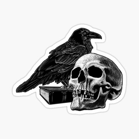 Figurine, Edgar Allan Poe, Stickers Cool, Quoth The Raven, Skulls Drawing, Edgar Allen Poe, Skull Sticker, The Raven, Stickers For Sale