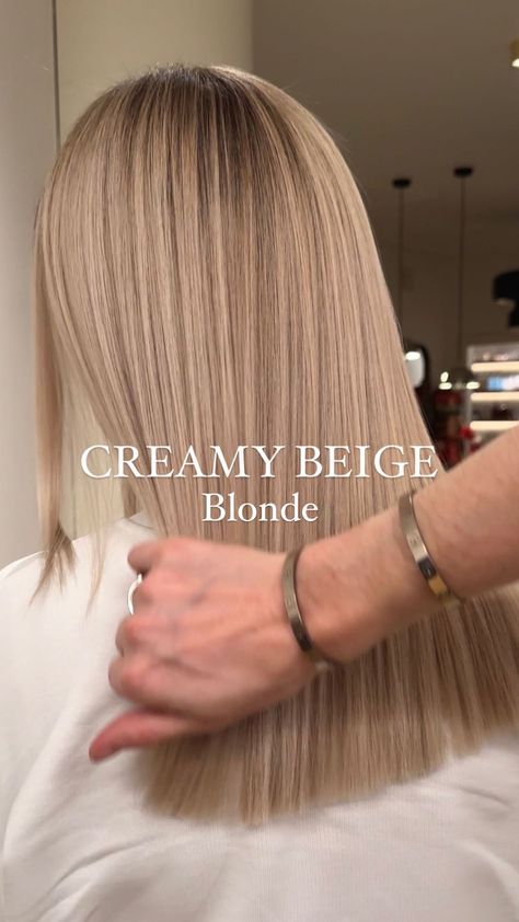 Rose Beige Blonde 🥀🤎 A blend of light hues with a touch of beige and a note of pink. A subtle color combination that resembles a rose… | Instagram Soft Cream Blonde Hair, Solid Light Blonde Hair, Light Beige Hair Color, Pale Beige Blonde Hair, Level 9 Blonde Hair, Blonde One Color, Cool Beige Hair, Ashy Light Blonde Hair, Bright Beige Blonde Hair