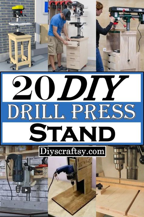 20 Functional DIY Drill Press Stand Ideas Drill Press Diy, Small Drill Press, Diy Drill Press, Woodworking Drill Press, Diy Boombox, Drill Press Stand, Work Shop Ideas, Diy Projects Plans, Power Tool Storage