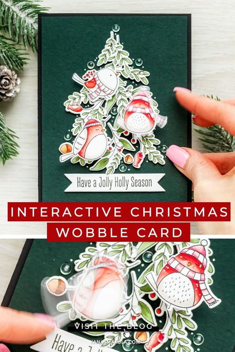 Create a funny interactive Christmas card using stamps Mft Winter Songbirds Cards, Interactive Christmas Cards, Yana Smakula, Cardstock Cards, Winter Song, Christmas Cards 2018, Song Birds, Christmas Cards Kids, Religious Christmas Cards