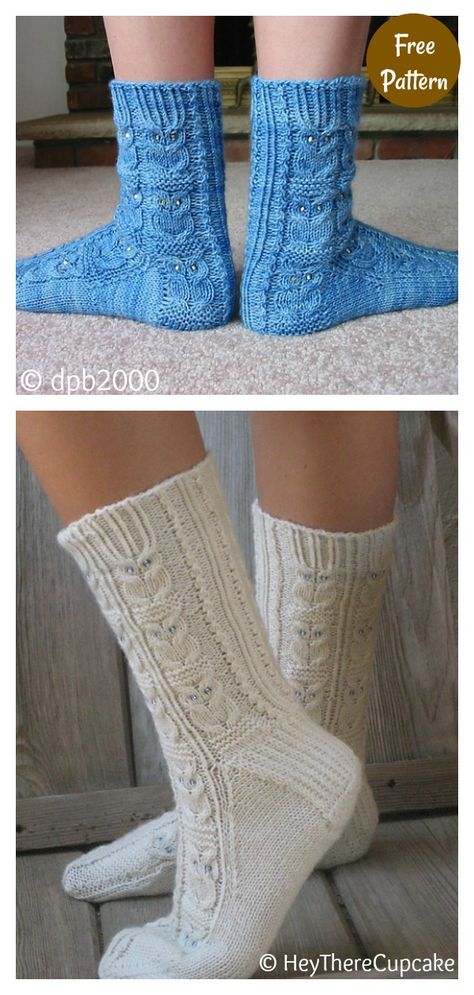 Owl Motif Socks Free Knitting Pattern #freeknittingpattern #knittingpattern #socksfreeknittingpattern #owlmotif Winter Socks Knitting Pattern, Owl Cable Knit Pattern Free, Easy Sock Pattern, Free Knit Sock Patterns, Knitting Socks Pattern Free, Knit Socks Pattern Free, Socks Knitting Pattern Free, Free Sock Knitting Patterns, Knitting Pattern Socks