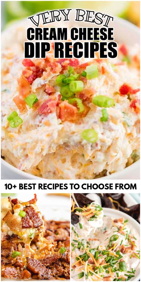 These Cream Cheese Dip Recipes are some of the easiest dip recipes you can make and they're so delicious that everyone will be begging you for the recipe! Cream Cheese Yogurt Dip, Cream Cheese Finger Foods, Flavored Cream Cheese Recipes Savory, Cream Cheese Spreads Recipes, Cream Cheese Cracker Dip, Cream Cheese Veggie Dip, Cream Cheese Dip Recipes, Cream Cheese Appetizers, Cheese Dip Recipes Easy