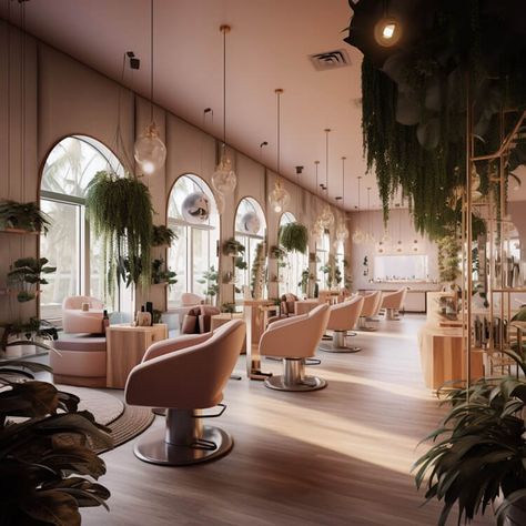 Opening Your Own Salon, Holistic Salon Decor, Blow Bar Salon Ideas, Classy Salon Decor Interior Design, Luxurious Hair Salon, Hair Salon Astethic, Glam Hair Salon Ideas, Hair Salon Vision Board, Salon Build Out