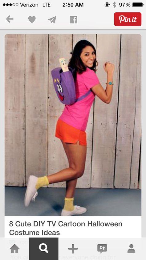 Dora costume for spirit week Dora Costume, Dora The Explorer Costume, Disfarces Halloween, Easy Last Minute Costumes, Explorer Costume, 90s Halloween Costumes, 90s Halloween, Halloween Coustumes, Holloween Costume