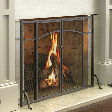 Hyde Park Fireplace Hearth Collection Fireplace Screens With Doors, Panel Fireplace, Small Basement Remodeling, Craftsman Fireplace, Small Basement Remodel, Basement Layout, Fireplace Doors, Black Fireplace, Fireplace Hearth