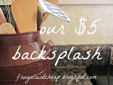 Frugal Ain't Cheap: Kitchen Backsplash (great for renters too) Cheap Kitchen Backsplash, Backsplash Cheap, Boho Apartment, Diy Kitchen Backsplash, Farmhouse Backsplash, Herringbone Backsplash, Diy Backsplash, Cheap Kitchen, Backsplash Ideas