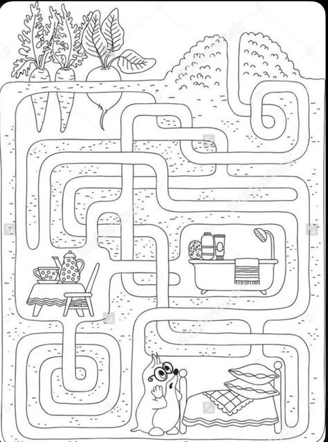 Visual Perception Activities, Printable Mazes, Maze Worksheet, Mazes For Kids, Maze Game, Hidden Pictures, Fun Worksheets, Game For Kids, Math Worksheet