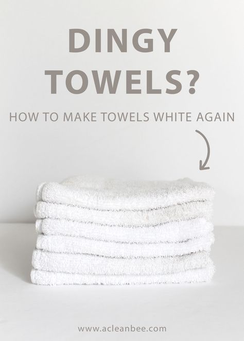 Learn how to keep white towels white naturally. Hint: bleach isn't always the answer! Here is how to whiten dingy gray and yellow towels, using natural ingredients like baking soda and distilled white vinegar.    #cleanlaundry #whitetowels #laundryhacks #cleaninghacks via @acleanbee How To Bleach Whites, How To Whiten Clothes, Arm And Hammer Super Washing Soda, Dingy Whites, Baking Soda Benefits, White Bath Towels, White Laundry, Easy Cleaning Hacks, Washing Soda