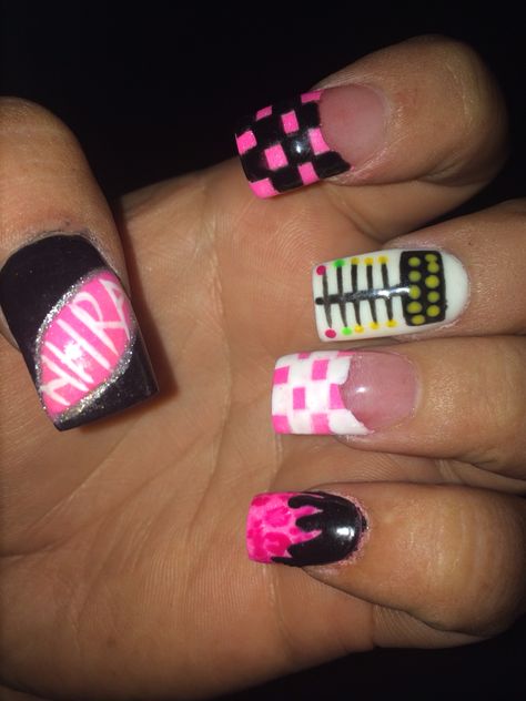 Drag racing nails 2015 Drag Racing Nail Designs, Drag Racing Nails, Chevy Nails, Spacehey Profile, Race Car Nails, Race Nails, Car Nails, Racing Nails, Pink Race Car