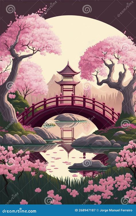 Dessin Humoristique Paysage Japonais Génération Ai Image stock - Image du nuage, ciel: 268947187 Japan Illustration, Background Drawing, Japon Illustration, Art Plastique, Nails Art, Tea Time, Light Box, Mural, Japan