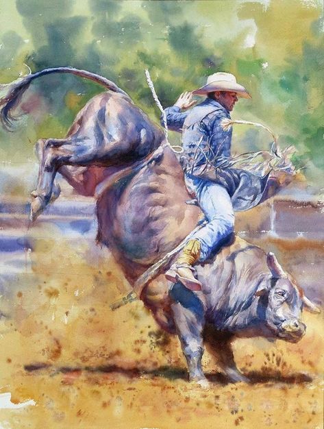 Horse Types, Pbr Bull Riding, Bull Pictures, Lane Frost, Cowboy Photography, Rodeo Poster, Cowboy Artists, Bull Painting, Western Prints