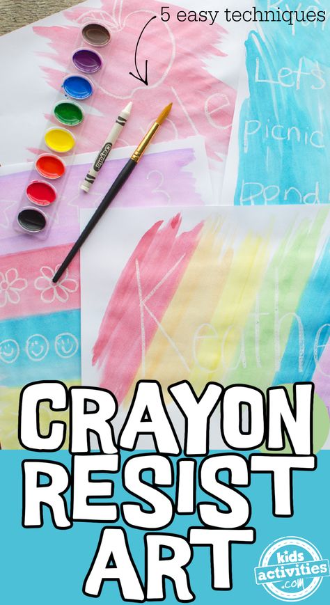 Crayon Resist Art, Watercolor Art Kids, Crayon Activities, Summer Holiday Activities, Preschool Painting, Resist Art, Watercolor Resist, Crayola Art, School Age Activities