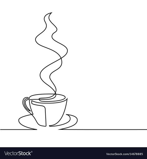 Free Line Drawing, Out Line Drawing, Coffee Line Drawing, One Line Art Coffee, Tea Cup Line Drawing, 1 Line Drawing, Coffe Drawings Cups Cute, Coffee Cup Line Art, Coffee Cup Line Drawing