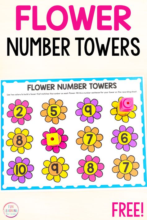 Spring Maths Preschool, Plant Math Preschool, Preschool Plants And Flowers Theme, Spring Numbers Preschool, May Math Activities Preschool, Preschool Flower Math Activities, Flower Numbers Preschool, Flower Math Preschool, Flower Themed Activities For Preschool