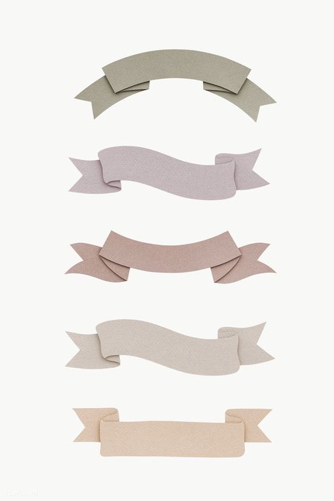 Pale earth tone ribbon paper craft banner mockup set | premium image by rawpixel.com Png Ribbon, Ribbon Label, Banner Mockup, Ribbon Paper, Tag Png, Banner Png, Title Ideas, Digital Notes, Desain Buklet