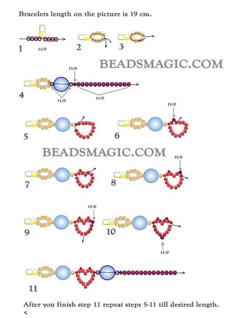 Beaded Jewelry Patterns Heart, Heart Bead Pattern Tutorial, Beaded Heart Bracelet Pattern, How To Make A Heart Bead Bracelet, Heart Bead Bracelet Pattern, Beaded Tutorials And Patterns, Heart With Beads Tutorial, Beaded Bracelets Heart, Beading Tips And Tricks