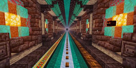 Minecraft nether tunnel warped forest Minecraft Nether Path Design, Minecraft Nether Highway Design, Minecraft Nether Railway Ideas, Tunnel Design Minecraft, Warped Forest Minecraft, Minecraft Nether Tunnel Designs, Nether Highway Design, Nether Tunnel Design, Nether Tunnel Minecraft