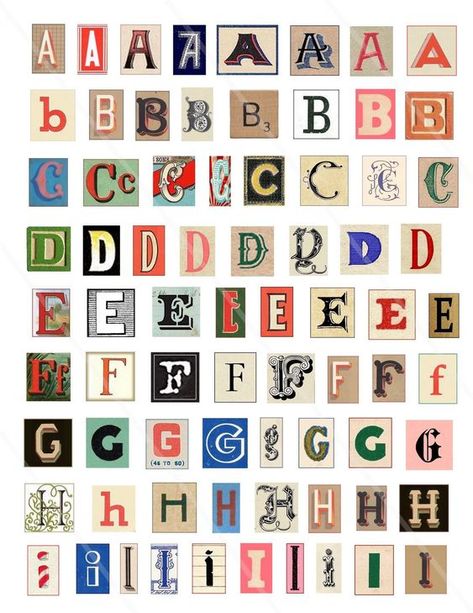 Vintage Fonts Alphabet, Letters Vintage, Letter Collage, Scrapbook Fonts, Scrapbook Letters, Vintage Alphabet, Retro Printables, Bullet Journal Font, Journal Fonts