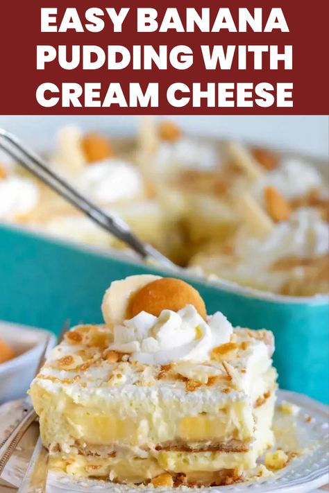 Banana Pudding With Cream Cheese Banana Pudding With Cream Cheese, Pudding With Cream Cheese, Old Fashioned Banana Pudding, Easy Banana Pudding, Banana Pudding Recipe, Dessert Easy, Vanilla Wafers, Pudding Recipe, Banana Pudding