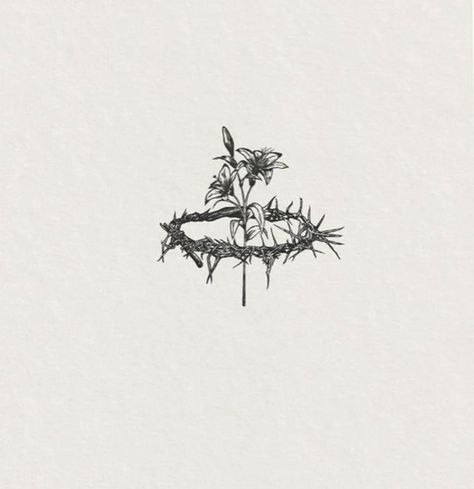 Thorn Crown With Flowers Tattoo, Medium Piece Tattoo, Biblical Crown Tattoo, Thorn Of Crowns Tattoo, Abide In The Vine Tattoo, Crown Of Thorns Illustration, Bible Plant Tattoo, Crown Of Thorns Sketch, Christian Unique Tattoos