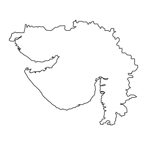 Map Of Gujarat, Gujrat Map, Gujarat Illustration, Color Knowledge, Map Outline, India Map, State Outline, Vector Sketch, Diary Ideas