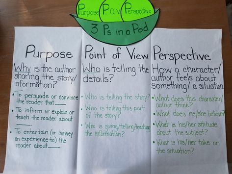 Pov Anchor Chart Middle School, Authors Perspective Anchor Chart, Character Perspective Anchor Chart, Pov Anchor Chart, Perspective Anchor Chart, Character Perspective, Authors Purpose Anchor Chart, Teaching Literary Elements, Reading Techniques