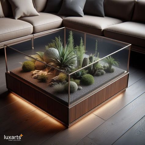 Terrarium Coffee Tables: A Creative Green Haven at the Heart of Your Home 11 Terrarium Table Ideas, Table Terrarium, Succulent Tray, Terrarium Table, Labyrinth Design, Hanging Terrarium, Reptile Enclosure, Natural Interior, Terrarium Diy