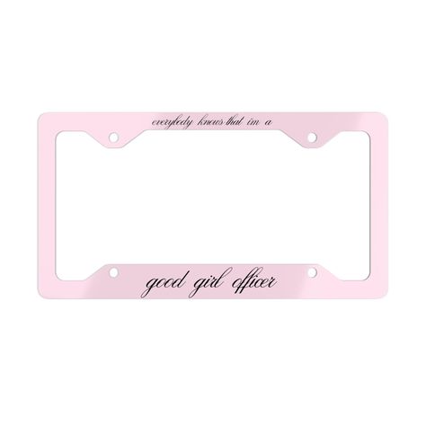 DESIGN BY ANGELS ADVOCATE  Check local state legislation regarding License Plate Frame shapes and sizes before ordering. .: Material: white aluminum with a glossy finish .: One size: 12.3" x 6.5" (31.1cm x 16.5cm) .: Silver backing .: Pre-drilled holes License Plate Ideas, Girly Car Accessories, Car Deco, Cool Car Accessories, Girly Car, Car Goals, Cute Car Accessories, Car License Plate, Pink Car