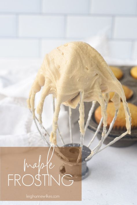 This Maple Frosting is rich and creamy and the perfect addition to cakes, cupcakes, cookies or cinnamon rolls.  It tastes just like fall. #recipe #cake #forcinnamonrolls #forcookies #cupcakes #whipped #powderedsugar #fordonuts Maple Frosting Recipe, Maple Fudge, Free Weekly Meal Plan, Maple Buttercream, Maple Cookies, Maple Bars, Maple Frosting, Best Buttercream, Frosting Recipes Easy