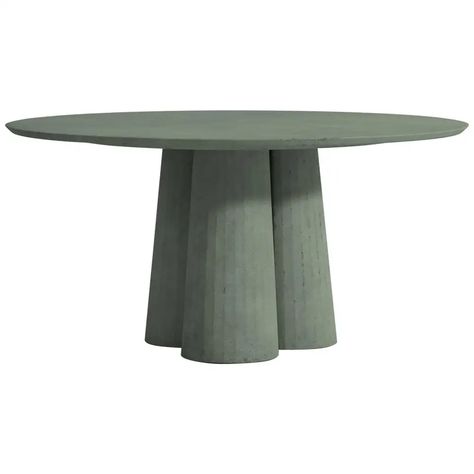 For Sale on 1stDibs - Rounded shape dining table part of a collection of modular system in ultra-high performing cement mortar. UHPC tabletop and base colored in the mixture Green Round Table, Dining Table Green, Silver Dining Table, Vintage Dining Room Table, Handmade For Sale, Radical Design, Cement Table, Circular Dining Table, Cement Color